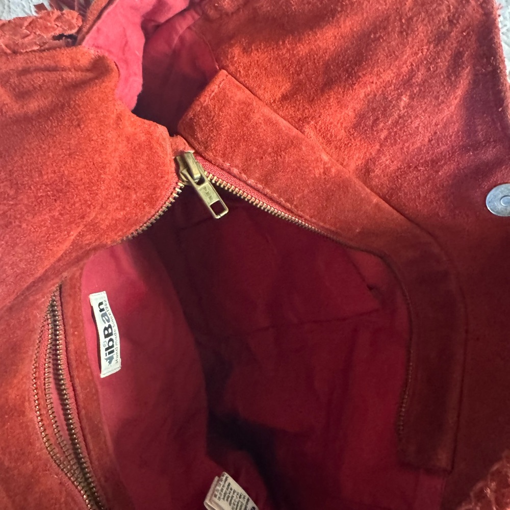 Anthropologie Red and Gold Embroidered Hobo Bag - Picture 5 of 9